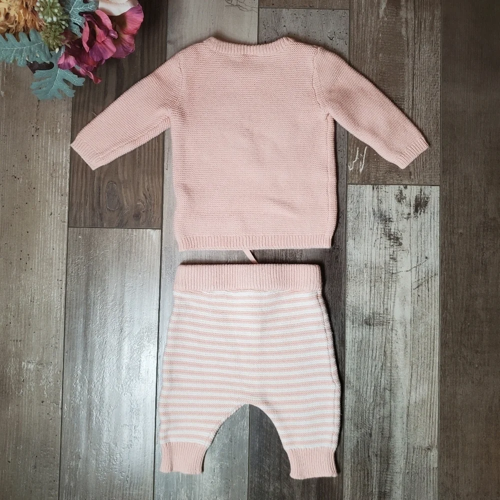 Carter's Matching Pink and White Fox 2 Pc Set Striped Pants 3 Months 3M NWOT